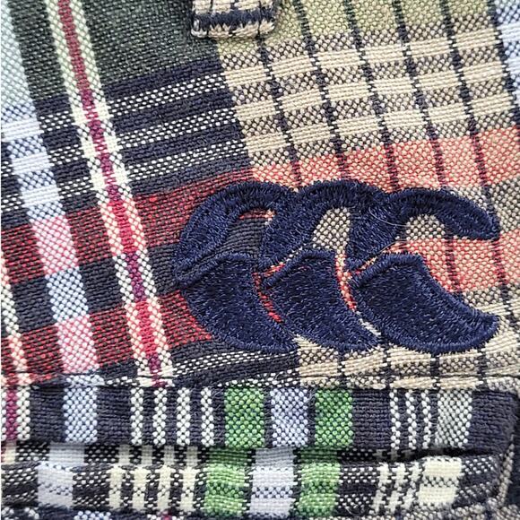 Canterbury of New Zealand Plaid Linen Mens Shorts Brown Green Drawstring Zip - Picture 7 of 14